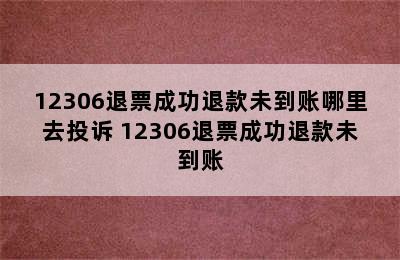 12306退票成功退款未到账哪里去投诉 12306退票成功退款未到账